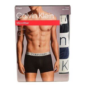 CALVIN KLEIN Mens 3 Pack Black Navy Gray MICROFIBER Trunk Underwear XL NWT